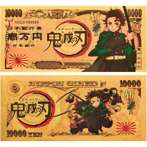 Anime Demon Slayer Commemorative Banknotes Cartoon Kamado Tanjirou Nezuko Hashibira Inosuke