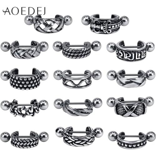 AOEDEJ Stainless Steel Gothic Hoop Earrings for Men Vintage Punk Earrings Rock Roll Ear Rounds Jewelry aretes de aro