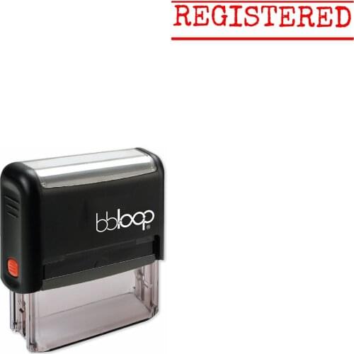 Bbloop 'REGISTERED' Self-Inking Office Stamp, Rectangular Typewriter Style