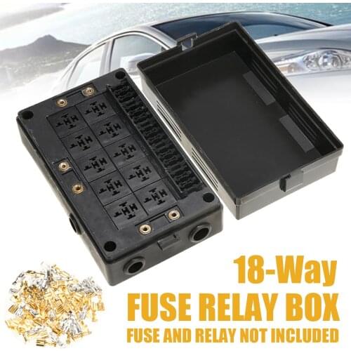 18 Way Fuse Relay Box Holder Block Circuit Protector Terminals + 10 way Relay Socket For Car Truck Boat