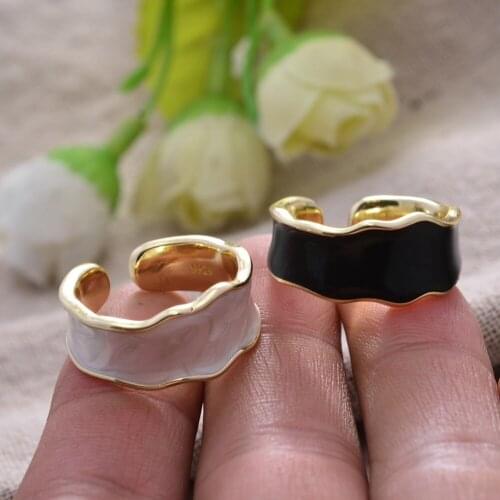 CHX30 925 Sterling Silver Customized Spot Glaze Yellow Gold Color Lady Open Ring Girlfriend Valentines Day Gift