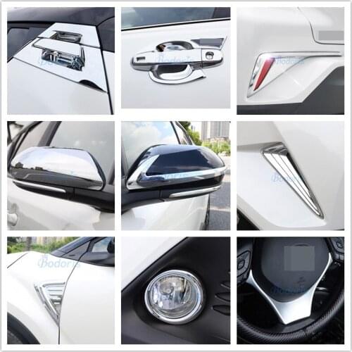 For Toyota C-HR CHR C HR 2016 2017 2018 Silver Color Fog Light Lamp Handle Mirror Rear View Cover Car Styling Accessories