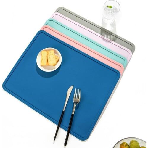 Kitchen Dining Placemat Waterproof Heat Insulation Silicone Thicken Anti-slip Dinner Table Dustproof Placemat for Kids Feeding