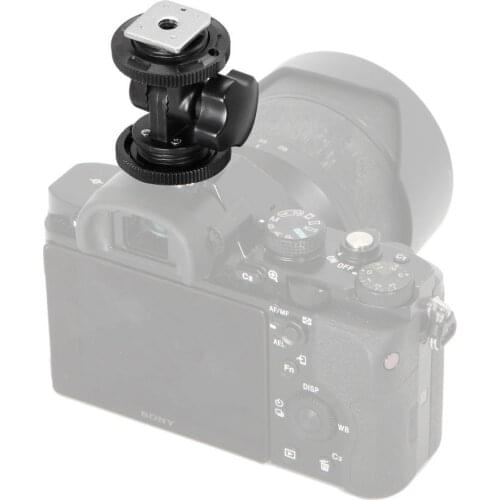 Mcoplus Dual Hot Shoe Adapter For LED Video Light DSLR Camera Hotshoe Adapter Angle Adjustable