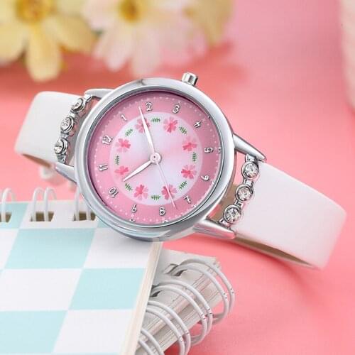 Fashion Cute Cartoon Children Watch Girls Princess Diamond Flower Quartz Watch For Kids Children Girl Watch Clock montre enfant