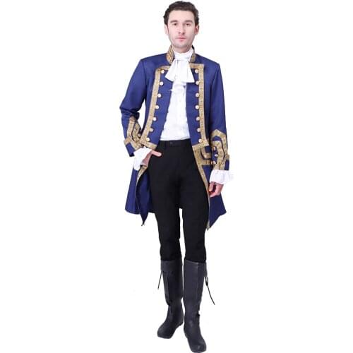 Mens Medieval Uniform Jacket Royal Military Jacket Costume Colonial Tuxedo Hamilton Coat George Washington