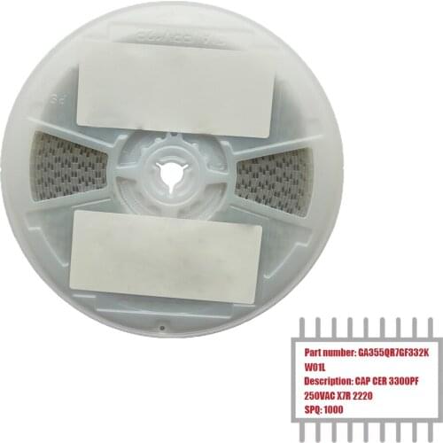 MY GROUP Asia 1000PCS GA355QR7GF332KW01L 2220 (5750 Metric) SMD X7R 3300 pF ±10% 250VAC MLCC Safety Ceramic Capacitor in Stock