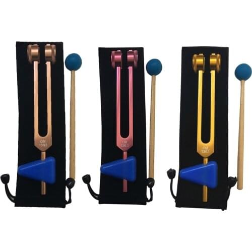 OM 136.1 Hz Tuning Forks Set Chakra Tuning Fork With Carry Pouch and Mallet B36C