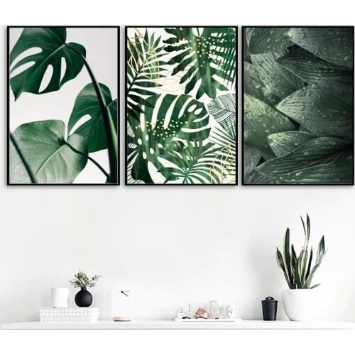 Wall Art Print Canvas Painting Fresh Green Big Leaves Nordic Posters And Prints Tropical Plants Wall Pictures For Living Room