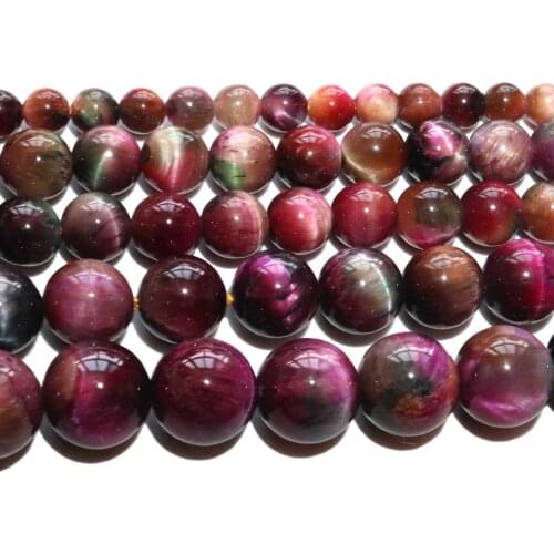 Natural Stone Rose Red Bicolor Tiger Eye Round Loose Spacer Beads For Jewelry Making DIY Bracelet Accessories 6/8/10/12mm