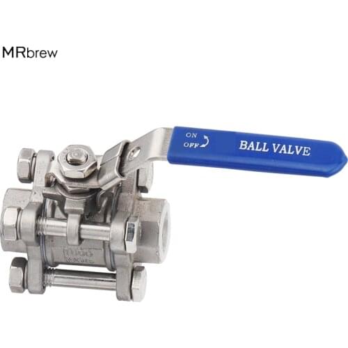 New Stainless Steel 304 3-Piece Ball Valve, 1/2"BSP, 1000 WOG,Kettle Ball Value Home Brewing