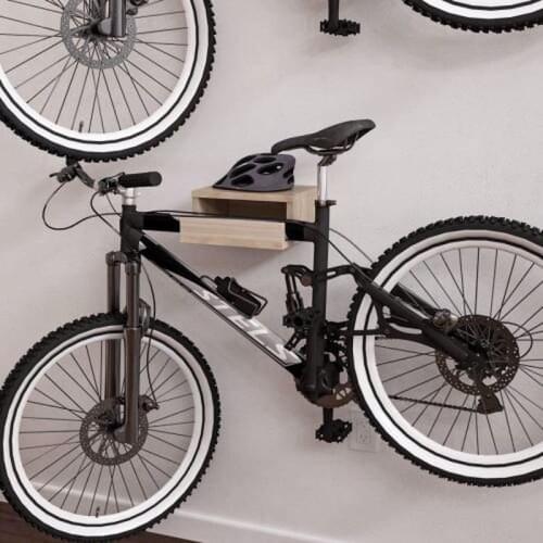 Single Bicycle Hanger Rack Sonomo Laminated Chipboard Rack Practical Orginal Brand Walnut Color Laminated Chipboard 30x13x23 cm Wall mount