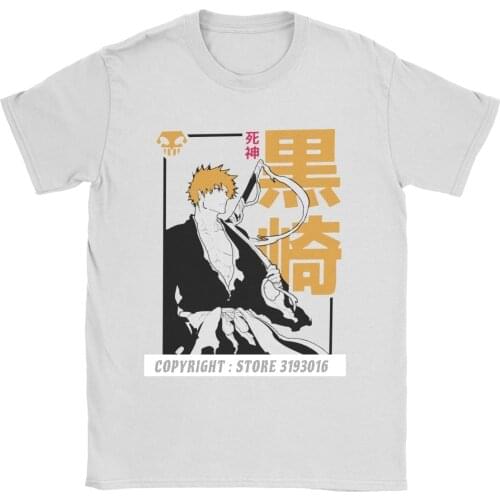 Bleach Ichigo T-Shirts Camisas Hombre Kurosaki Anime Hitsugaya Toushirou Kuchiki Cotton Tee Shirt Harajuku Male Shirts