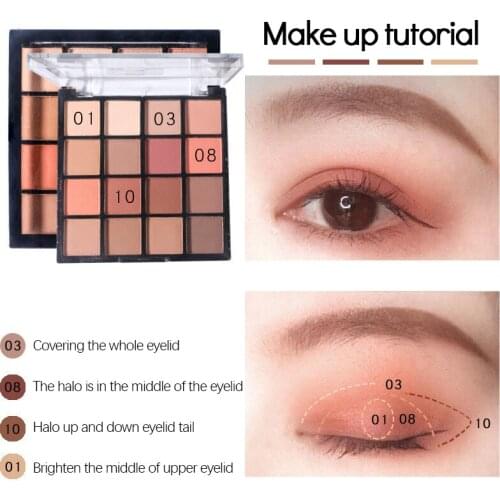 16 Colors Eye Shadow Palette Shimmer Matte Eyeshadow Plate Lasting No Blooming Waterproof Easy To Wear Eye Makeup Cosmetic TSLM1