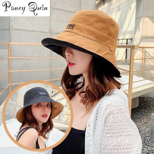Bucket Hats Women Sun Shading Elegant yellow black Double-sided Wear men/women Hat Wide Brim sun protection caps for ladies