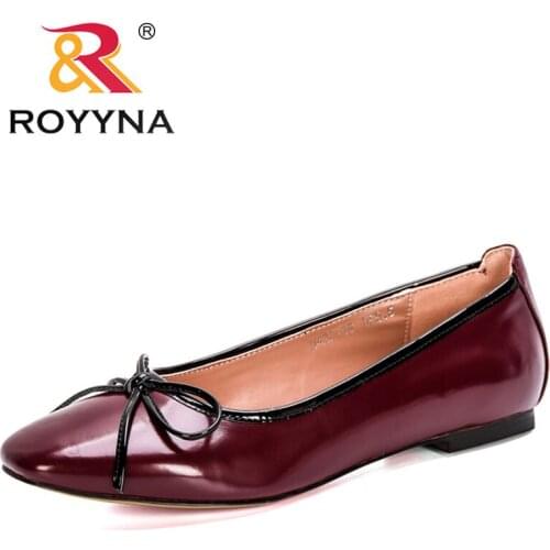 ROYYNA 2020 New Designers Bowknot Flat Shoes Women Popular Sweet Bow Pumps Style Elegant Office Lady Shoes Wedding Footwear