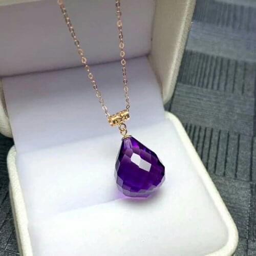 Shilovem 18k yellow gold piezoelectric amethyst Pendants fine Jewelry women trendy no necklace classic gift 13*16mm mymz131699z