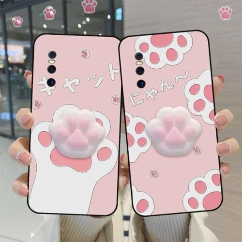 Squishy Toy Phone Case For VIVO Z6 S9E S7 V20 Finger Pinch Cute Cat Silicone Cover For Vivo X21 UD X21i X23 X27 X50 X60 Pro Plus