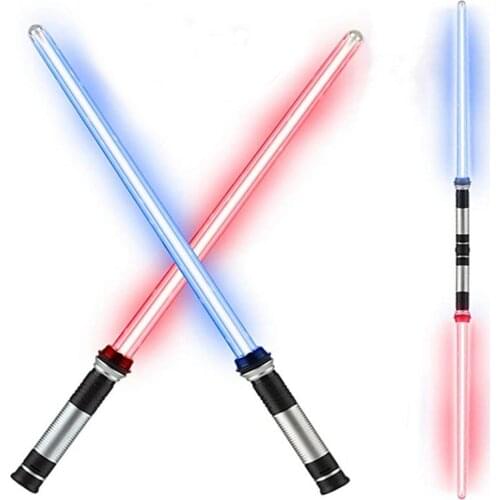 2pcs LED Glow Stick Toy 32inch Telescopic Christmas Light Up Stick Laser Sword Prom Party Luminous Stick Funny Toys For Kids