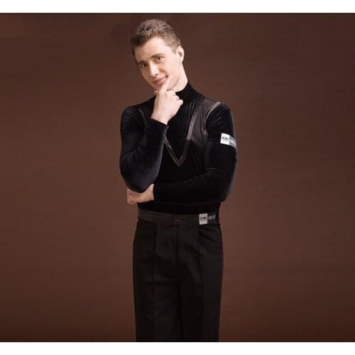 New MenS Latin Dance Long Sleeve Tops High Grade Performing Dress Tailored Competition Costume Ballroom Dance Shirts BL2800