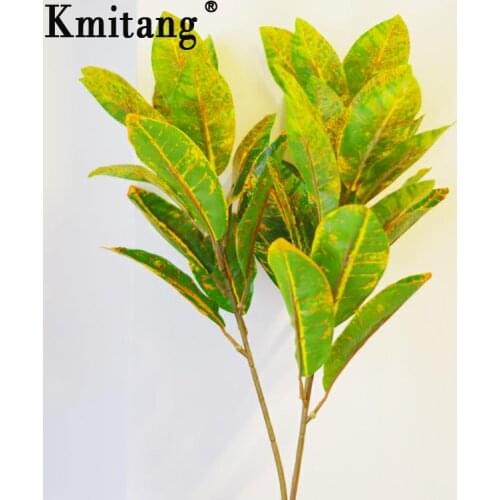 52cm 3 Fork Tropical Plants Artificial Tree Plastic Magnolia Leaves Fake Leaf Real Touch Tree Foliage For Home Office Decoration