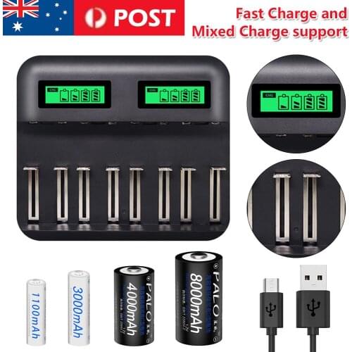 8 Slots Lcd Display Usb Smart Battery Charger For Aa Aaa Sc C D Size Rechargeable Battery 1.2V Ni-Mh Ni-Cd Quick Charger