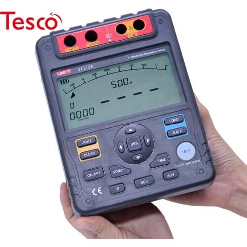 UNI-T UT513A Insulation Resistance Tester Analog Bar Graph AC/DC 500V~5000V DAR PI Tester Test voltage secondary display Megger