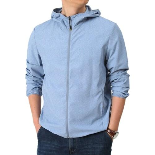 Spring Summer Thin Hooded Windbreaker Jacket Men Outdoor Sun Protection Clothing Hiking Sports Coat Male Skin Clothes Large Size
