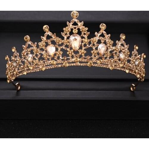 Vintage Wedding Crown tiara Baroque Rhinestone Crystal Gold Bridal Crown Headpiece Party Wedding Hair Accessories Hair Jewelry