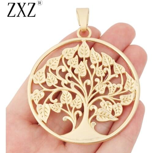ZXZ 2pcs Matte Gold Large Tree Charms Pendants for Necklace Jewelry Making Findings 62x62mm