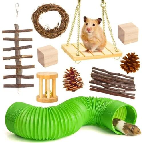 10pcs/Set Hamster Toys Assorted Interactive Hamsters Molar Toys Hamster Bunny Chewing Toy Hamster Accessories клетка для хомяка