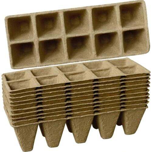 10 Pack Seed Starter Tray 100 Cell Peat Pots Kits, Biodegradable Compostable Planting Pots with 10 Plant Labels