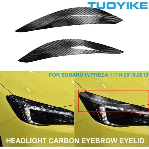 2PCS Car Styling Real Carbon Fiber Headlight Eyebrow Eyelids Trim Cover Sticker For Subaru Impreza 11th Generation 11 2015-2019