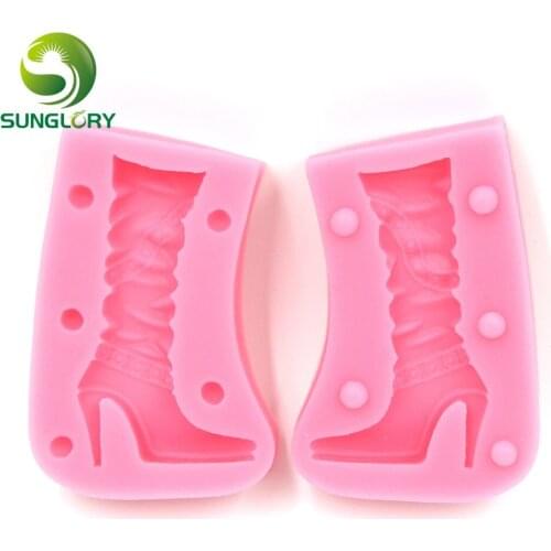 2PCS High-heeled Boots Baking 3D Silicone Cake Mold Fondant Cake Decorating Tools DIY Gum Paste Ladys Shoe Moldes De Silicona
