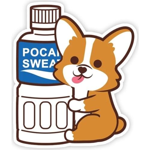 A0136# 13 cm/17 cm Self-adhesive Decal Corgi Pocari Pet Dog Car Sticker Waterproof Auto Decors on Bumper Rear Window Laptop