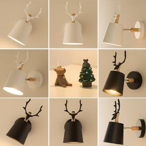 Free Shipping Modern Creative White Antlers Metal Wall Lamp Bedside Lamp For Living Room Aisle Light Background Bedroom Lamp
