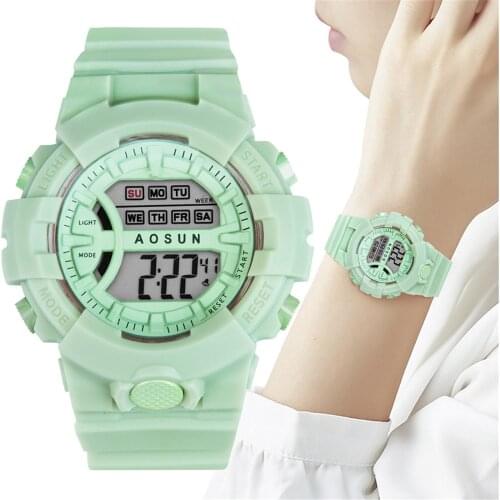 Electronic Watch LED Display 30M Waterproof Alarm Clock Sport Watch for Women Transparent Strap Elegant Wristwatch Montre Femme
