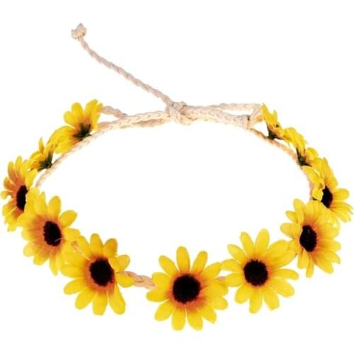 Floral Autumn Sunflower Crown Hair Accessories Bridal Tiara Holiday Hair with Sunflower Hair Accessories