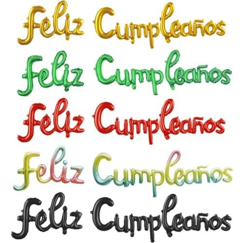 Spanish Happy Birthday Letters Balloons Red Black Green Lowercase Conjoined Alphabet Birthday Party Decors Banner Baby Shower