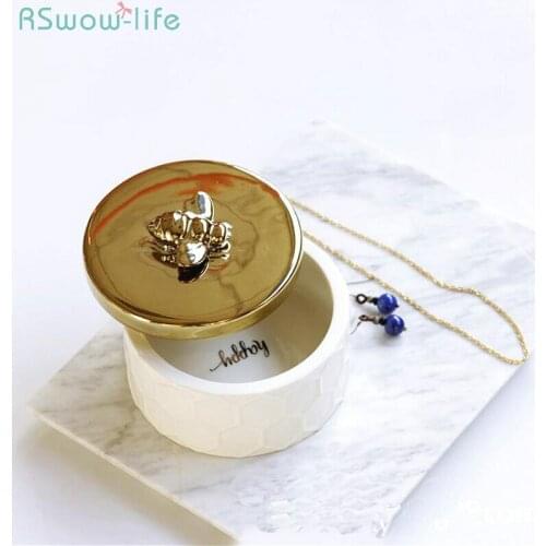 Ceramic Jewelry Box Nordic Style Ring Holder Necklace Earrings Nail Pendant Desktop Receptacle Box European Tray Holder Storage