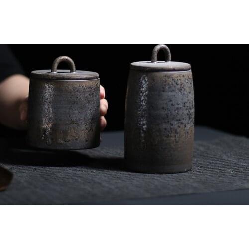 Ceramic Storage Tank Sealed Coffee Storage Bottle with Wood Lid Spice Jar Container Tea Pot Grain Organizer candle jars
