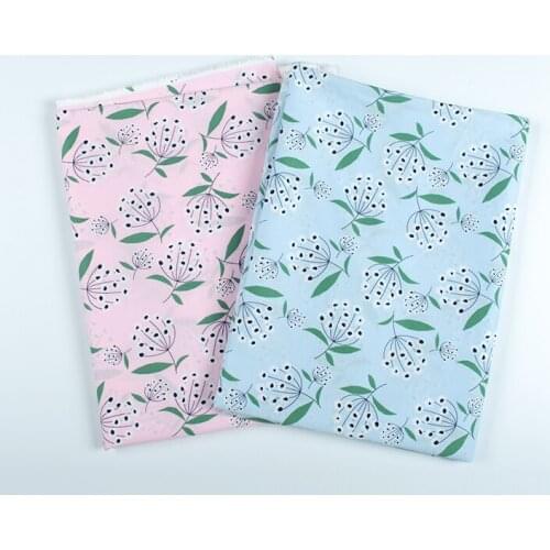 Fashion pink blue Dandelion pattern vintage fabric Retro style cotton fabric for DIY Bag shirt dress cloth 1meter