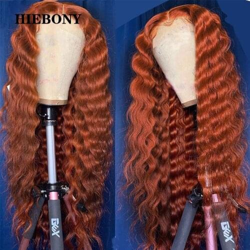 Orange Deep Wave Lace Front Human Hair Wigs with Baby Hair 13x6 Orange Curly Lace Front Wigs Pre Plucked Hairline Bleached Knots