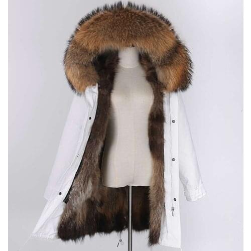 Real Fur Coat Winter Jacket Parka Thick Streetwear Outwear Raccoon Fur Collar Fox Fur Natural Liner Warm Waterproof Women Hooded