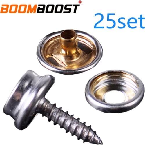 Fit For Canvas Tent Canopy Studs Kit Stainless Steel Black/Sliver Fastener Sockets Boat Marine Snap Button 25Set Marine Cover