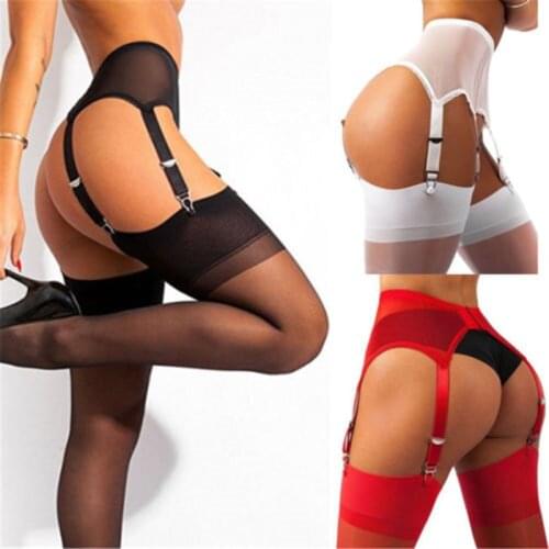 Sexy Women Vintage High Waist Garter Belt Mesh Suspender Belt 6 Straps Garter Belt