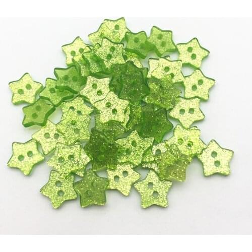 300pcs Light green Glitter Resin Star Buttons 14mm Sparkle Sewing 2 Holes Christmas CRAFTS Embellishments Scrapbooking Button