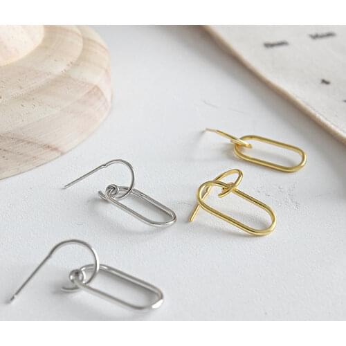 Real 925 sterling silver drop earrings for women femme oorbellen, minimalism gold chains dangle earings silver 925 jewelry