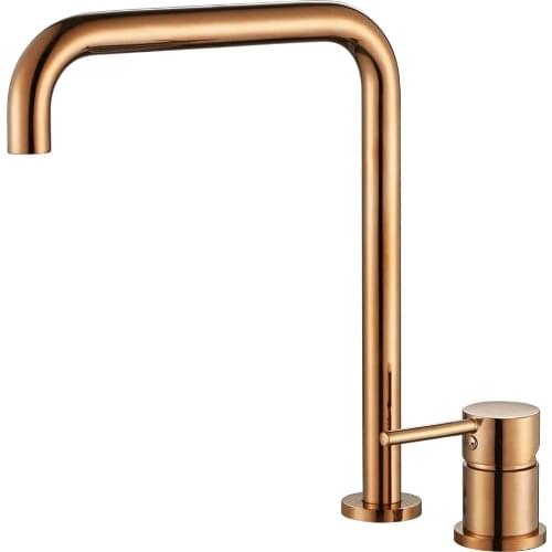 Luxury Rose Gold Bathroom Sink Faucet Two Holes Cold and Hot Basin Faucet Deck Mounted All Brass Bathtub Faucet