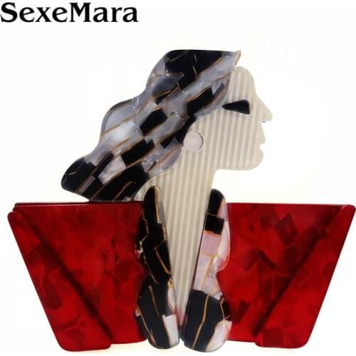 SexeMara Large Acrylic Girl Brooch For Women Big Resin Figure Acetate Fiber Pins Lapel Pin Female Clothe Jewelry